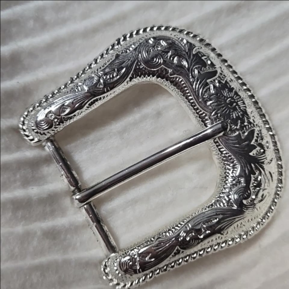 Silver Engraved Flowers Replacement Buckle